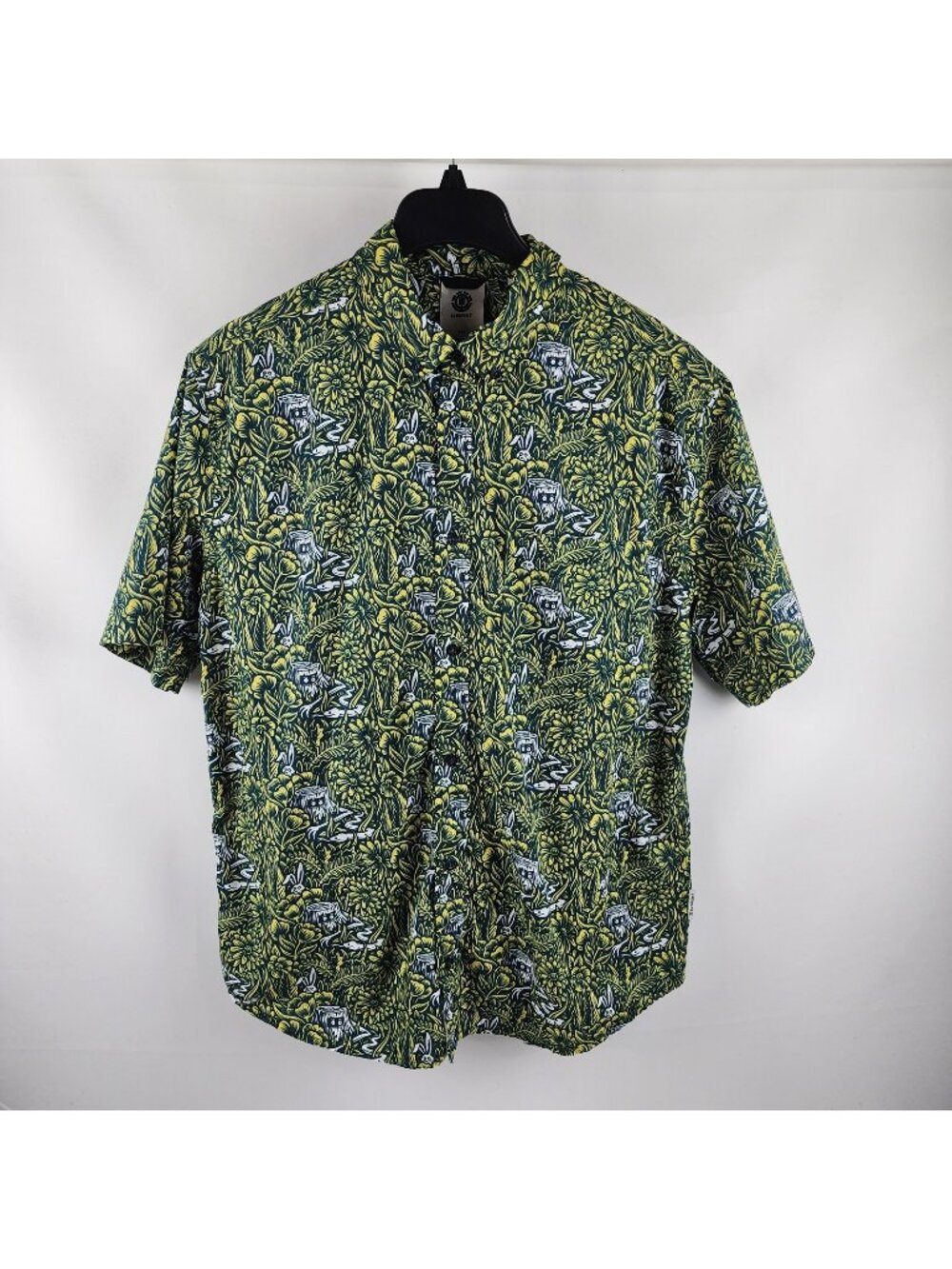 Element Shirt Mens Large Multi Graphic All Over Print Bunny Snake S/S Button Up
